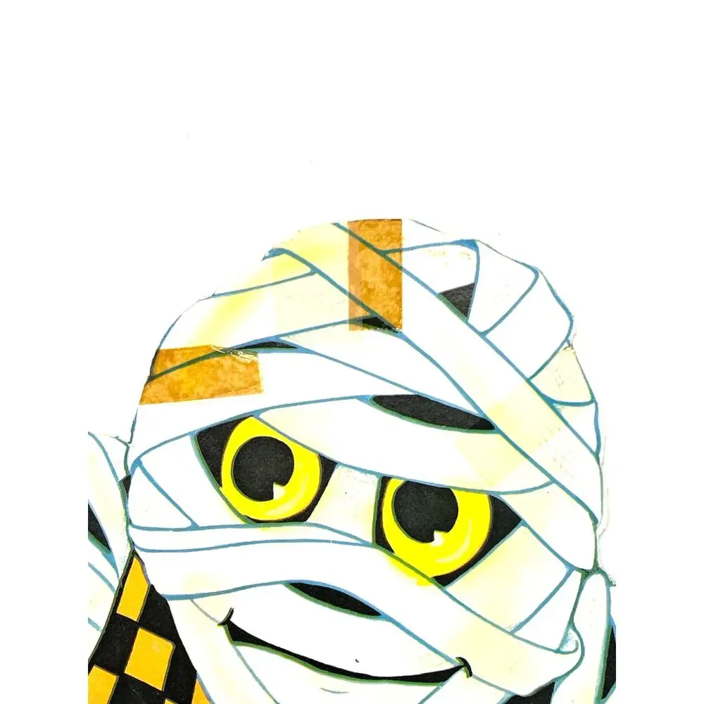 Vintage USA Halloween Die Cut Mummy at Grave Decoration Double Sided 14